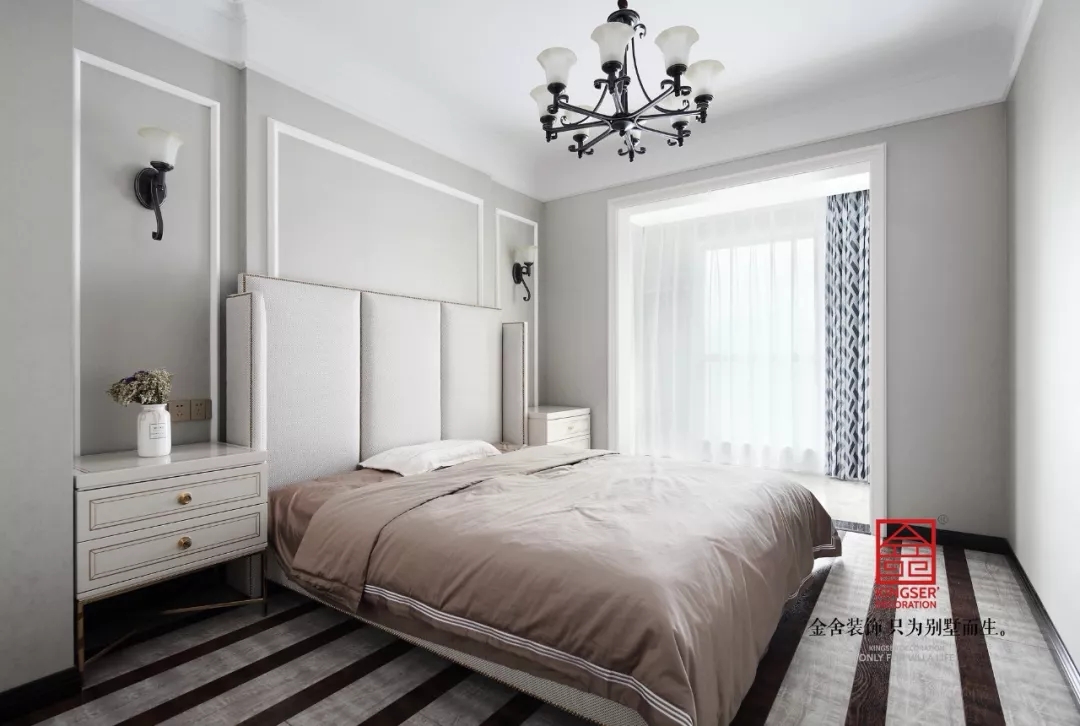 德賢公館裝修實景-輕奢風(fēng)格-臥室