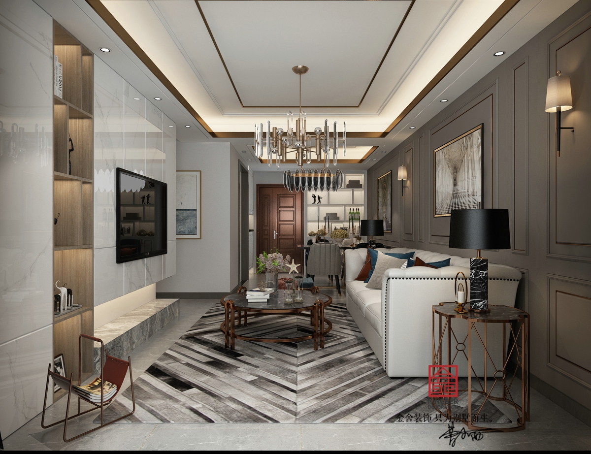 融創(chuàng)中心125平米輕奢風格裝修效果圖