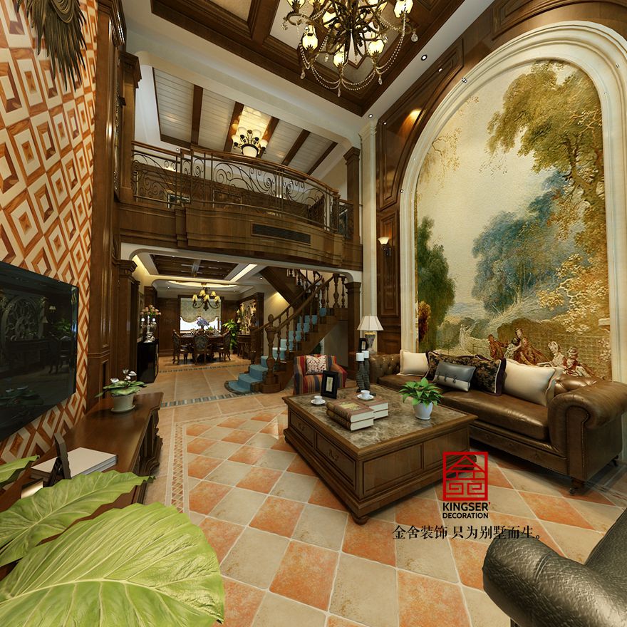 鑫界王府400平米古典美式風格裝修設計
