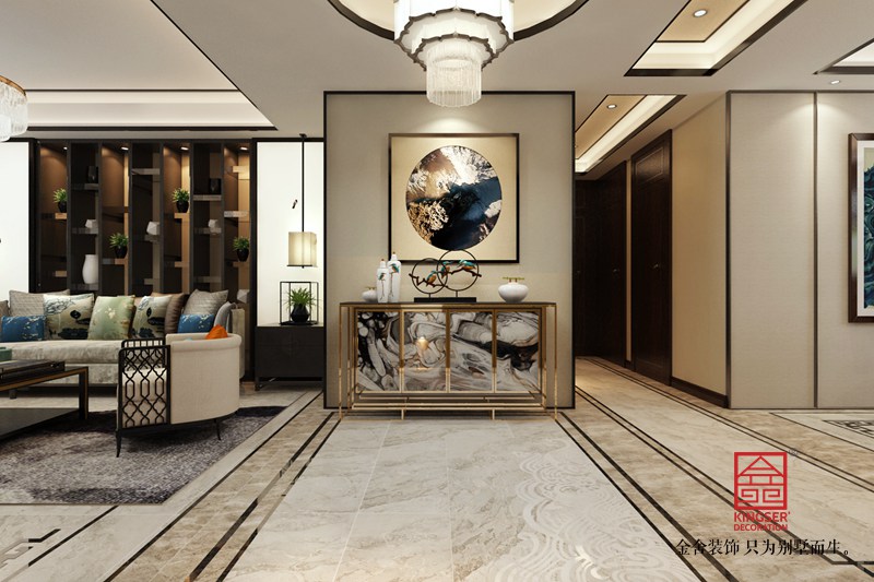 保利拉菲公館172平米裝修-新中式風格-玄關