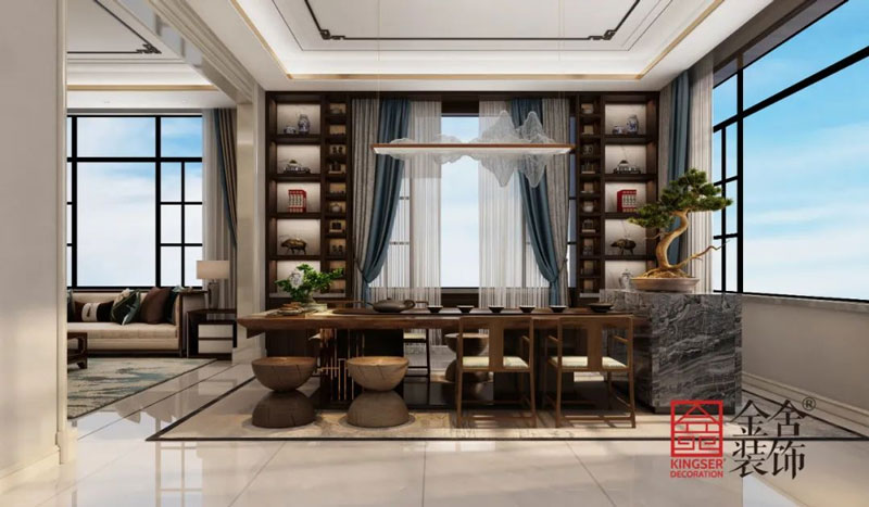 西山林語1400㎡新中式別墅裝修實(shí)景