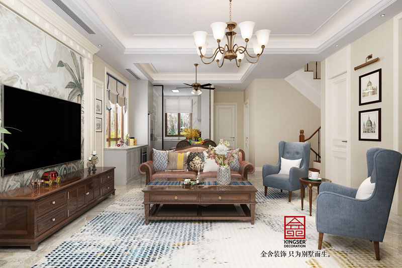 西山林語(yǔ)下疊噴繪-客廳效果圖