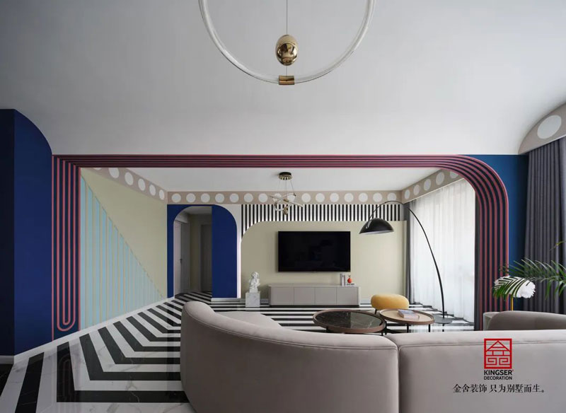 秀水名邸120㎡孟菲斯風(fēng)格裝修設(shè)計
