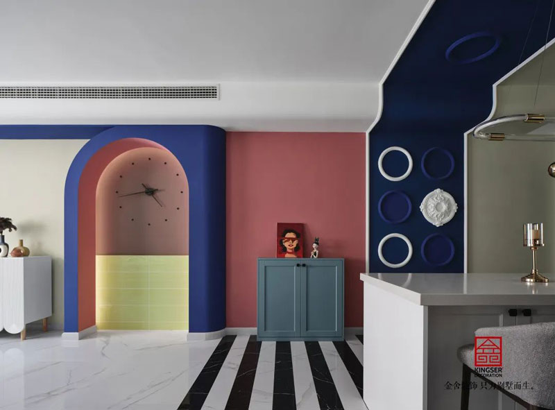 秀水名邸120㎡孟菲斯風(fēng)格裝修設(shè)計