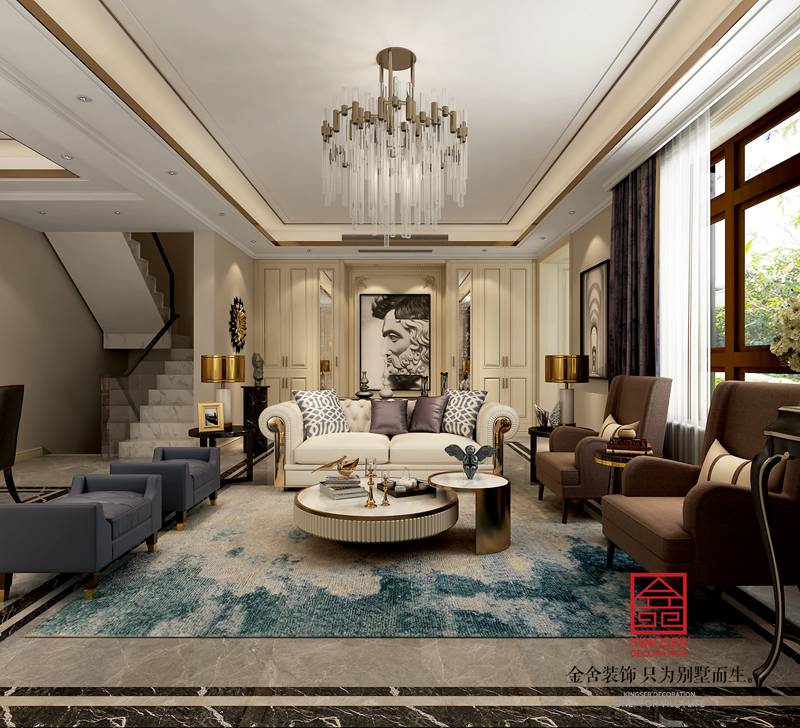 西山林語下疊裝修美式輕奢風格效果圖