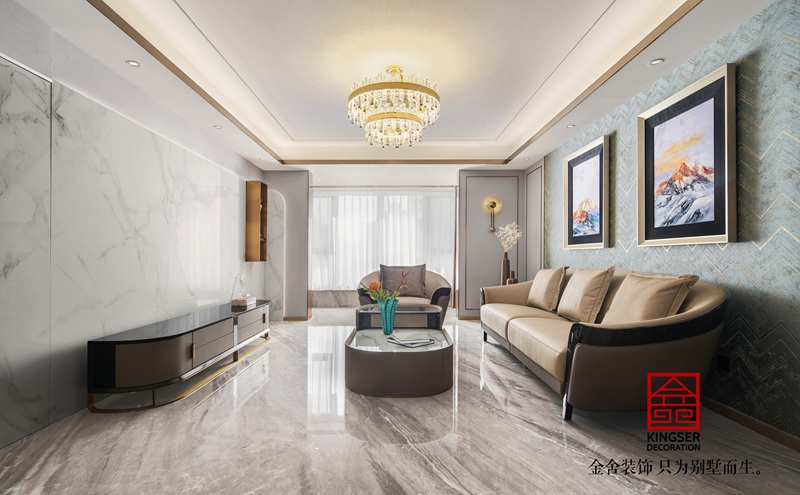 維多利亞現(xiàn)代輕奢風(fēng)格裝修客廳實景圖