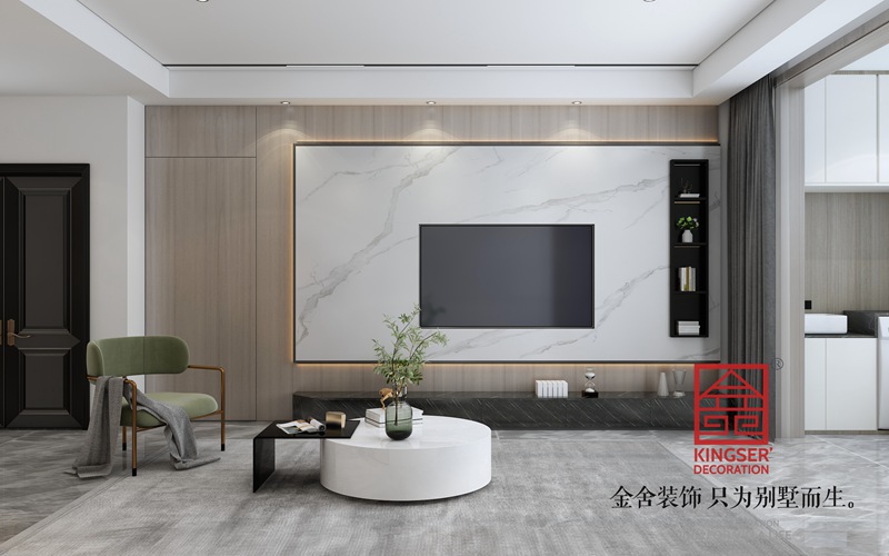 融創(chuàng)中心現(xiàn)代輕奢風(fēng)格客廳裝修設(shè)計