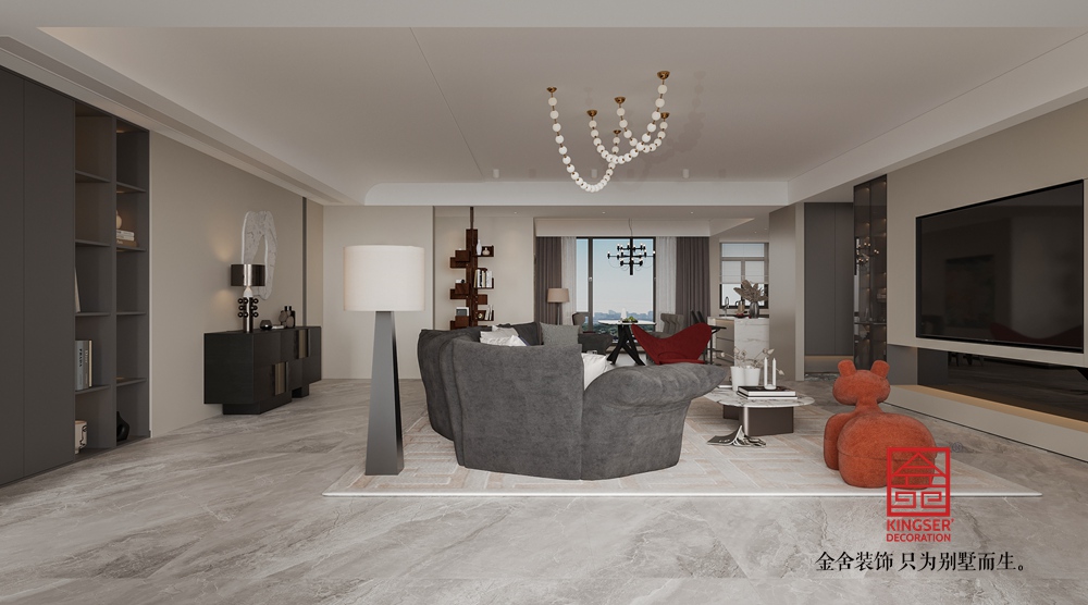 高新苑269平米現(xiàn)代簡(jiǎn)約裝修-客廳